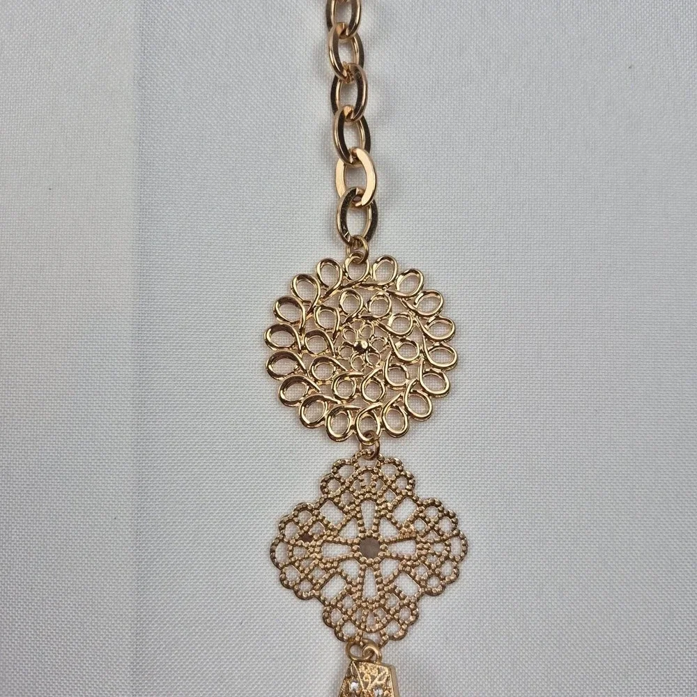 Vtg Gold Tone Filigree Necklace 28-31